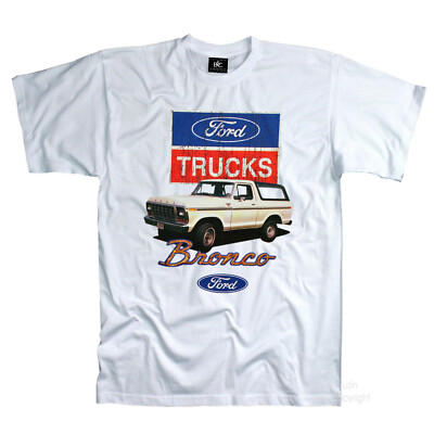 FORD Bronco T-Shirt american retro Truck Van Garage classic US-Car *0174 weiss 