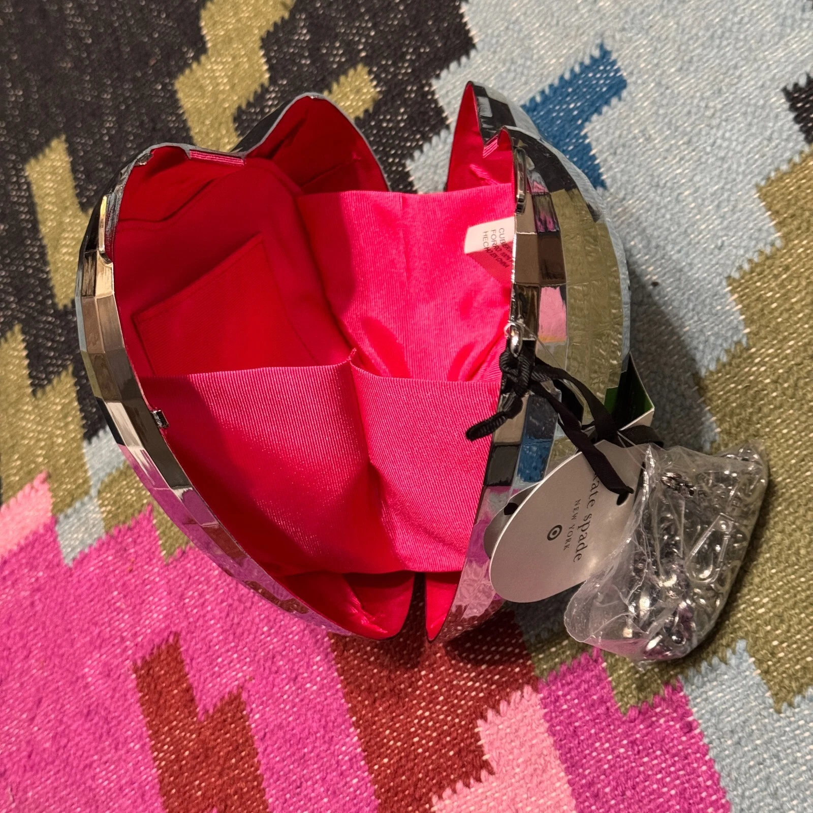 Borsa a tracolla tracolla a forma di cuore discoteca kate spade new york x bersaglio argento