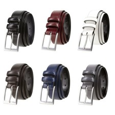 Men's Dress Belt Genuine Leather Belt with Antique Buckle 1-3/8" 35mm Wide