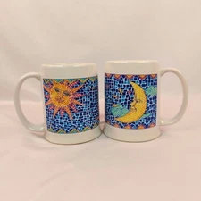 Vintage Studio Nova “Sunny Days” & “Moon Shine” Mosaic Mugs 8 oz Set – FLAW