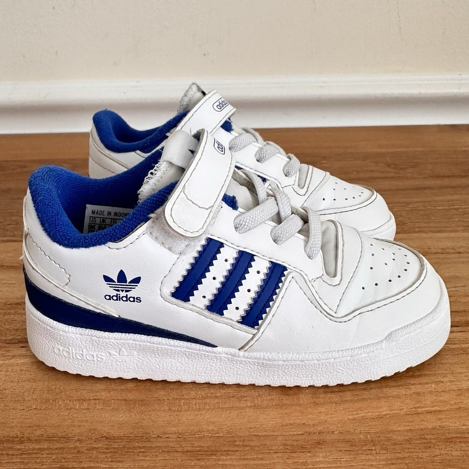 Adidas FY7986 Forum Low Kids Toddler Boy Girl White Blue Sneaker Size