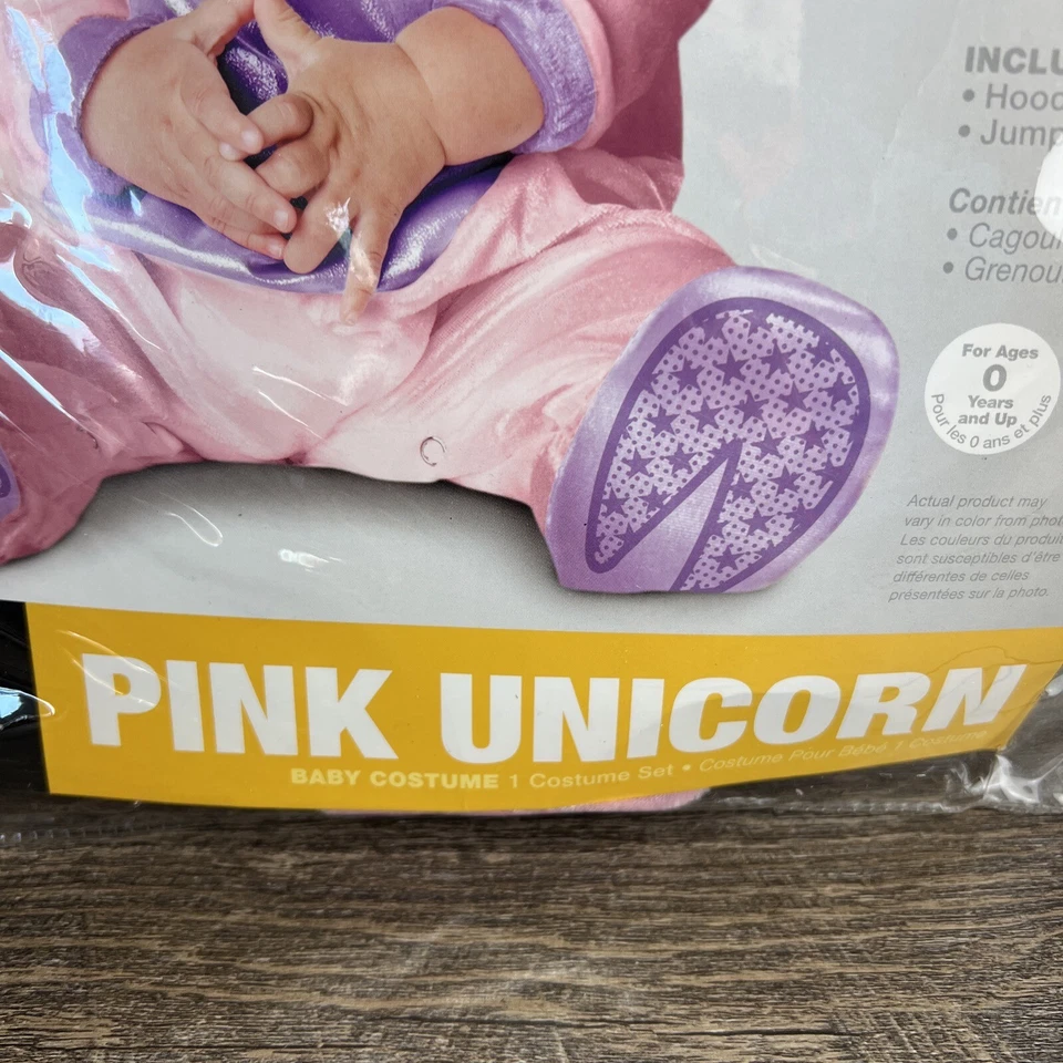 全新 Little Pink Unicorn 神话马动物 婴儿服装 连帽和连身裤 — 第 4/4 张图片
