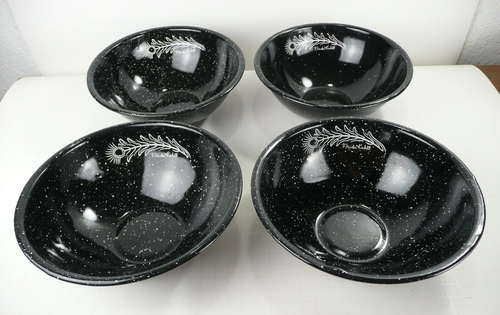 Frida Kahlo Lot de 4 bols Santa Anita émail moucheté noir et blanc 7,75 pouces