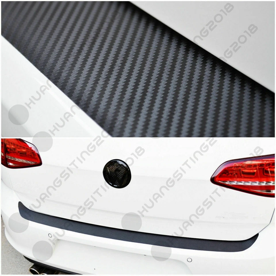 Universal 4D Carbon Fiber Car Rear Bumper Trunk Tail Lip Protect Decal Sticker Q - Image 3 of 4