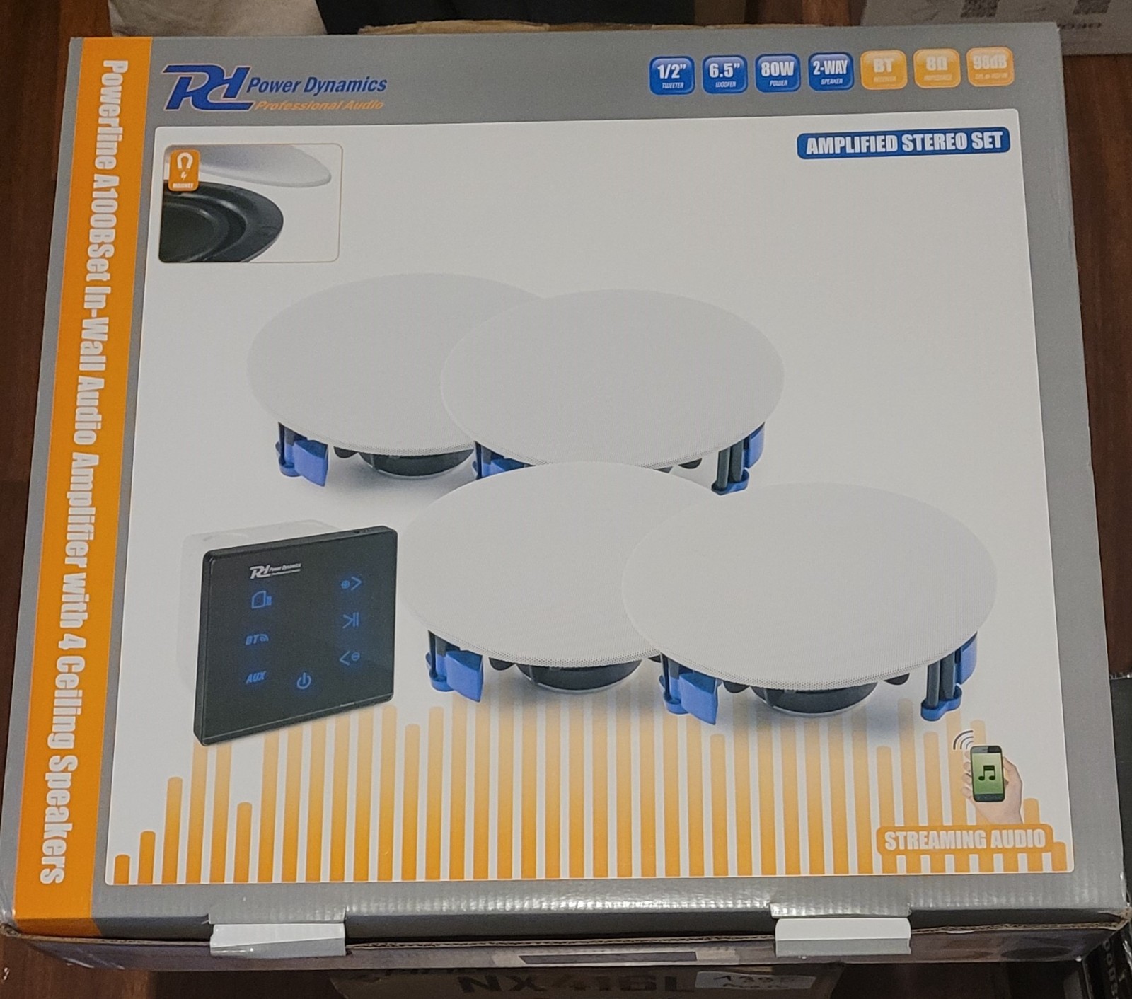 Kit audio Power Dynamics A100BSET pour remplacer les enceintes encombrantes par du son fixe