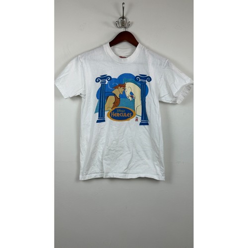 Vintage Disney Hercules Pegasus Graphic T-Shirt White Hanes Beefy-T Kids L 14-16