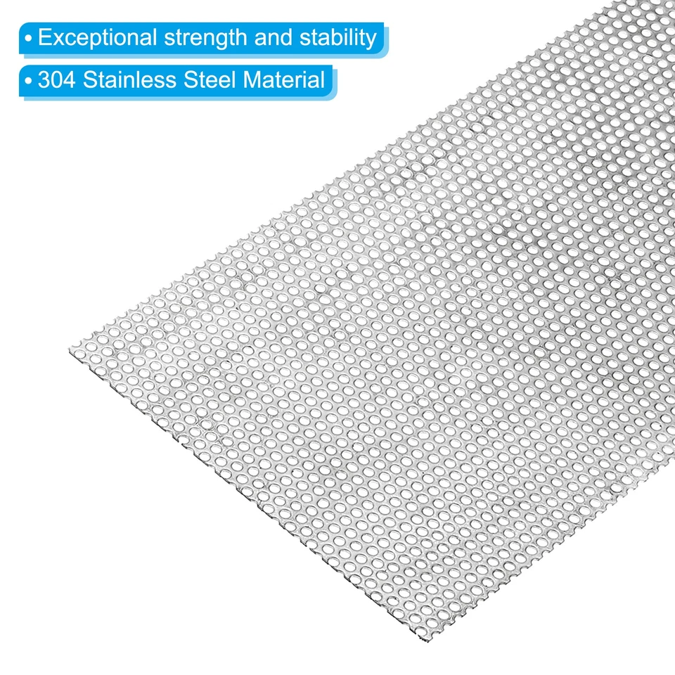 2pcs 11.8"x6" 304 Stainless Steel Perforated Sheet 0.12" Hole Metal Mesh Plate Foto 4 de 4
