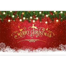 Christmas Backdrop, Red Merry Christmas Party Photography Background for Fami...