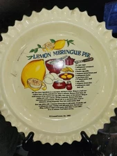 Vintage CeramiCorner,Inc 1983 Lemon Meringue Pie Plate/Baking Pan With Recipe On