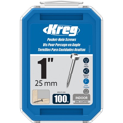 Kreg Pocket-Hole Screw No.6x1 '' #2 Square 100 Count