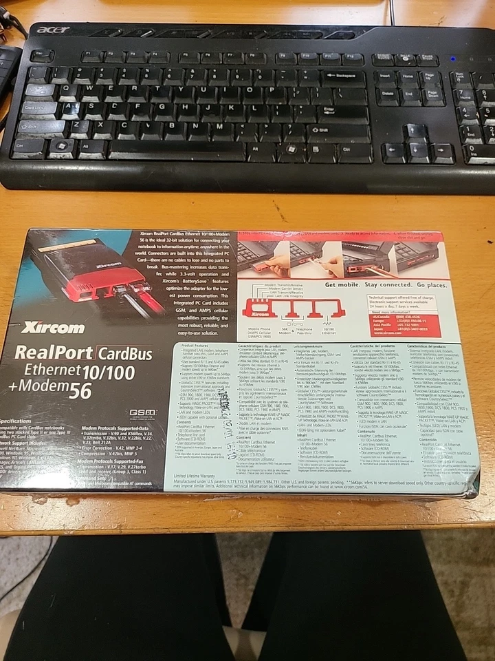 Xircom RBEM56G-100 RealPort CardBus Ethernet 10/100+ Modem 56K PCMCIA Card - Image 3 of 3