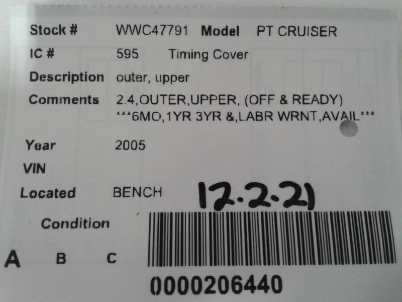 Timing Cover Outer Upper Fits 03-10 PT CRUISER 594725 - Image 3 of 3