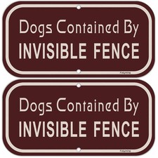 2 Pack Dogs Contained by Invisible Fence Signs 12 x 6 Inches Dog Warning Yard Si
