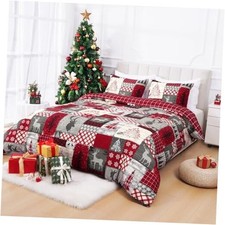 3 Piece Christmas Duvet Cover Queen Set - Soft Queen 90" x 90" Buffalo Plaid