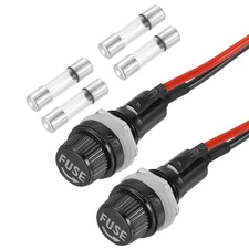 2 Pcs Panel Mount Fuse Holder, 5 x 20mm 10/15A DC 125/250V with 3A Fuses