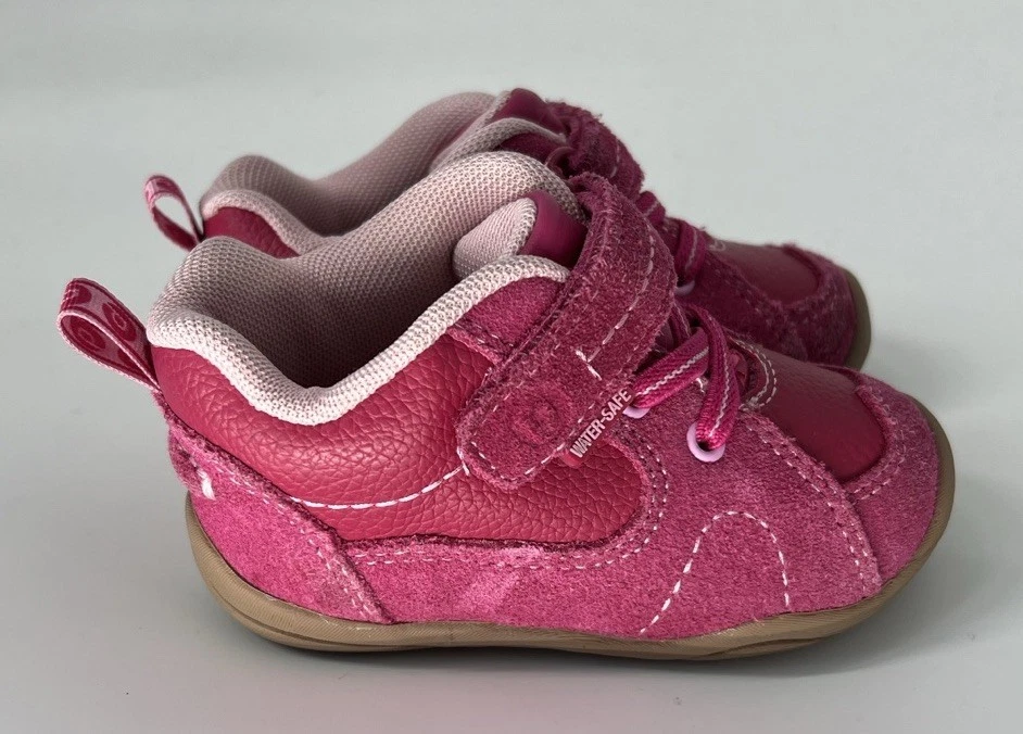 Sapatos de bebê rosa Pediped meninas tamanho 5 alça de caminhada renda seguro à água em excelente estado usado - Imagem 2 de 4