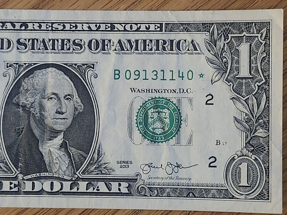 RARE-ERROR DC  2013 B Duplicate $1 Star Note Serial # B 09131140* - Image 4 of 4