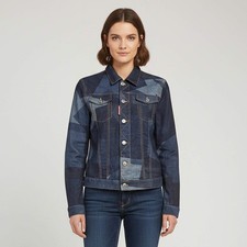 Dsquared2 Blue Geometric Print Denim Regular Fit Jacket S