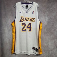 VTG Adidas NBA Los Angeles Lakers Kobe Bryant 24 White Swingman Jersey Mens XL