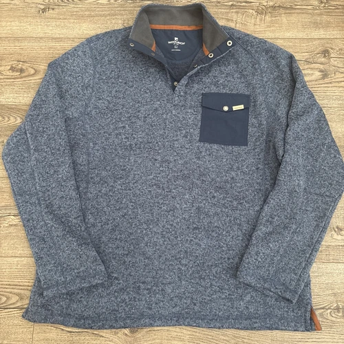 VETEMENTS Giacca uomo Woolrich pull over quarto top bottoni pile grande blu erica