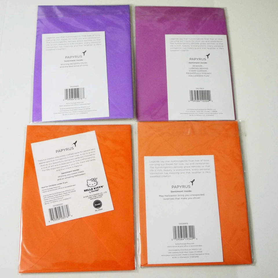 Papyrus Lot of 4 Halloween Greeting Cards Hello Kitty Cat Ghost Pumpkin Trending - Image 3 of 4