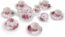 15-Piece Porcelain Tea Set for 6 with Teapot and Creamer