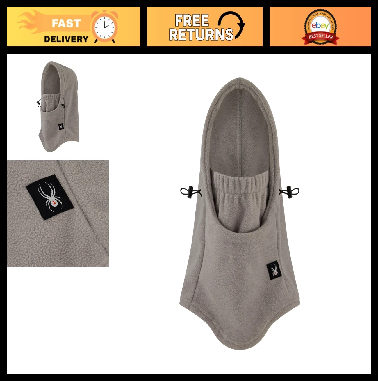 Men's Full Length Polar Fleece Balaclava - Warm Winter Face Mask, One Size, Pewt