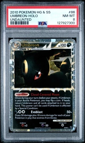 2010 POKEMON HEARTGOLD & SOULSILVER UNDAUNTED #86 UMBREON-HOLO PSA 8