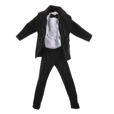 1 set Formal Suit Black Bowtie Wedding Groom Clothes Tuxedo For Ken-YH