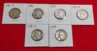 Lot of 6 - Silver Washington Quarters (1956–1958, Includes Multiple Denver Mint