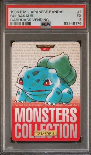 PSA 5 Bulbasaur #1 Carddass 1996 Vintage Pokemon Pocket Monsters Vending Card