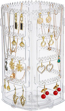 360  Rotating Jewellery Stand Organiser, Clear Display Earring Holder, 4 Tiers J