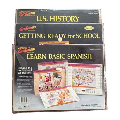GeoSafari Electronic Learning Game Card Sets Lot of 3 US History Spanish School