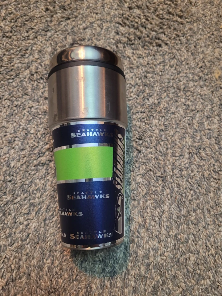 Caneca térmica viagem SEATTLE SEAHAWKS aço inoxidável 16 oz logotipo NFL C20 - Imagem 2 de 4