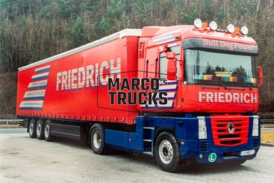 LKW Foto Renault Magnum Planensattelzug Österreich rot FRIEDRICH Bull Dog #e4jw