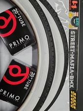 Low Rider Bike White Wall Lo-Rider Tires CS 20"x1.75" 1pr. +20in Primo Tubes New