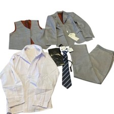 Yuan Lu boys 7 Piece Suit Set 8 Grey blazer Jacket Pants Shirt Tie
