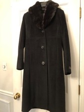 G-iii Beautiful Maxi Angora Blend Black Coat Pxs New