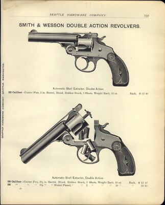 1900 PAPER AD 3 PG Smith Wesson Hammerless Revolver Double Action