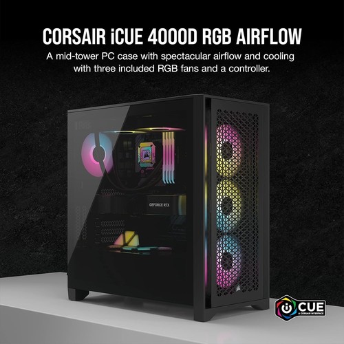 Corsair Icue 4000D Rgb Airflow Mid-Tower – 3× Af120 Rgb Elite, Lighting Node - Afbeelding 6 van 13