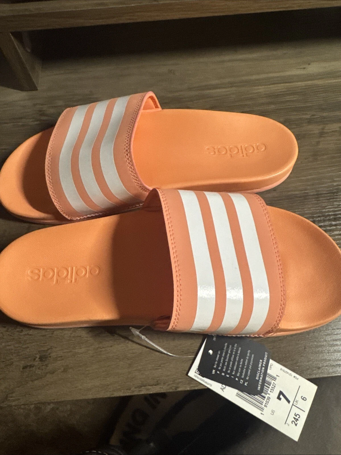 Adidas Originals Donna Adilette Slides Peach Taglia 7 Nuove