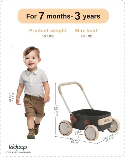 PULA 2-in-1 Push and Pull Wagon - Safe Baby Walker for Ages 7 Months to 4 Years - 第 4/11 張圖片
