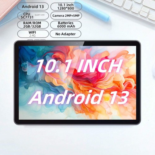 10-Inch Android 13 Tablet, Quad-Core, 32GB Storage, GPS, IPS Screen, 6000mAh