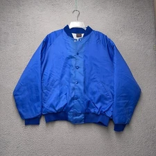 Hilton Active Apparel Jacket Mens XL Blue Snap Front Lined 80s 90s Retro FLAW