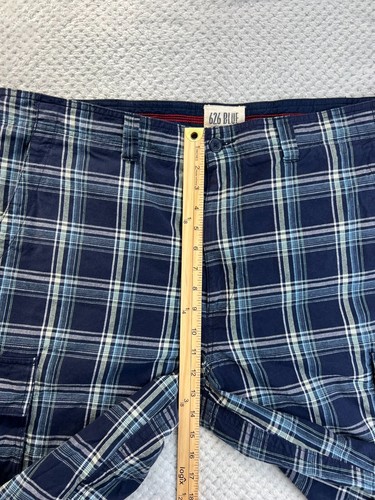 626 Blue Mens Cargo Shorts Blue Plaid Vintage Surplus Co Size 42 100% Cotton - Picture 4 of 16