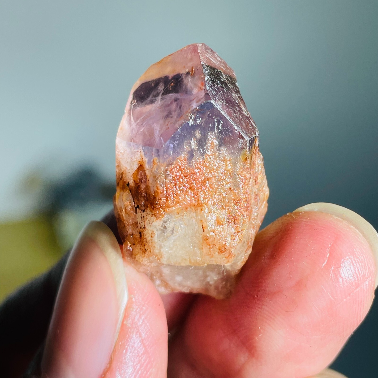 9g Natural Amethyst Pillar Scepter Backbone Pyramid Silver Sountain Particles