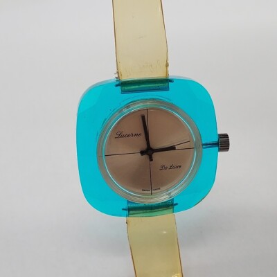 Vintage Lucerne De Luxe Flexi Glass Automatic Watch Rare! Swiss