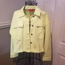 New With Tags Jennifer Lopez Limelight Yellow Denim Jean Jacket Size Medium
