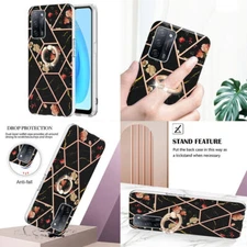 Flower Marble Ring Stand Phone Case For OPPO Realme 9 A94 A74 A15 A54 A95 A55 5G