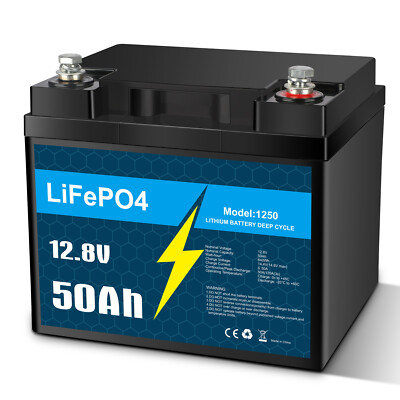 12V 50Ah LiFePO4 Deep Cycle Lithium Battery for RV Marine Off-Grid Solar System
